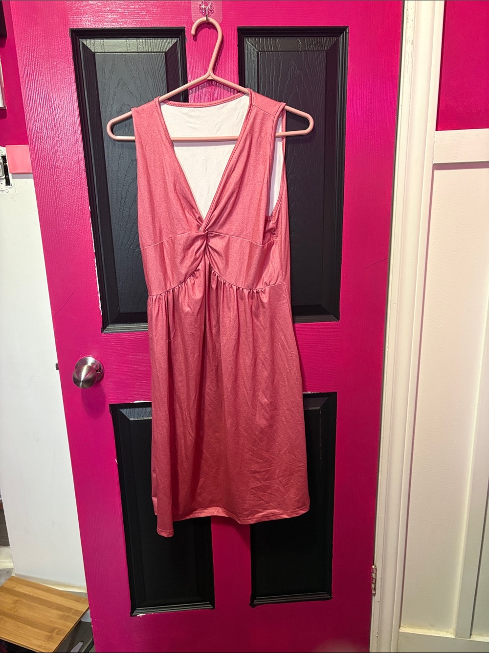 Sleeveless Twist-Front Coral Dress